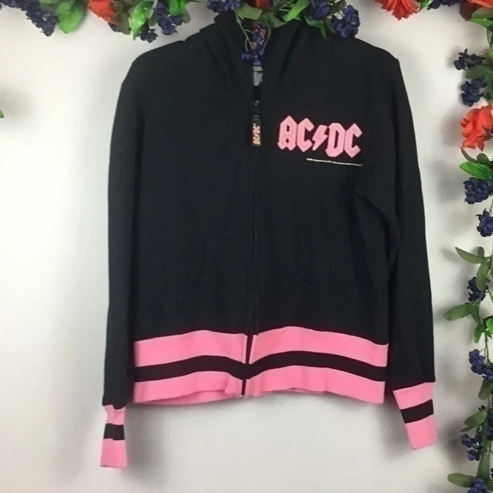AC/DC 2005 ROCKWEAR Hooded Sweatshirt Hoodie Top Jacket Women’s Small or Kids XL - Picture 5 of 11